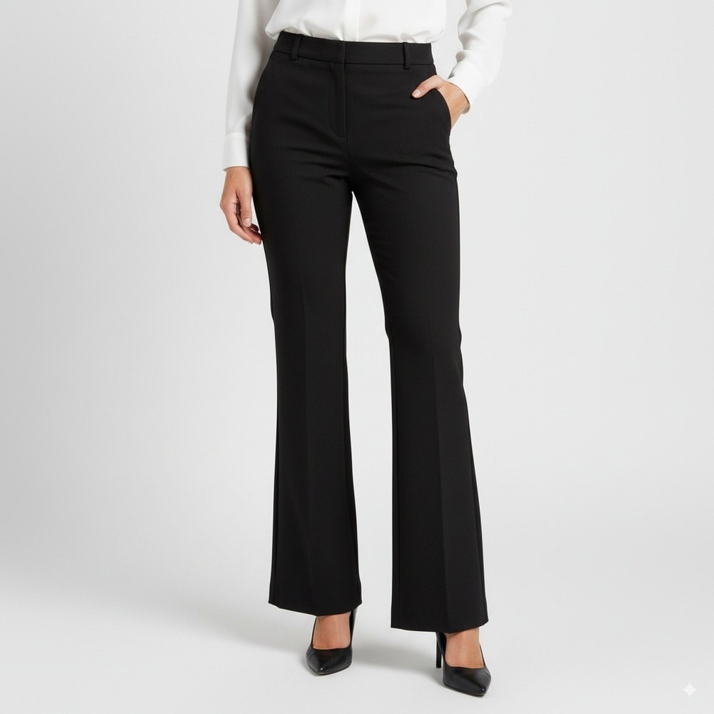 MNG Mango Black Dress Pants Womens US 8  EUR 40 Wide Leg Work Career‎ Trousers